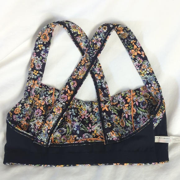 FP Movement Free People Eden Printed Bra Black Neon Ditsy Floral Size S - Picture 4 of 9
